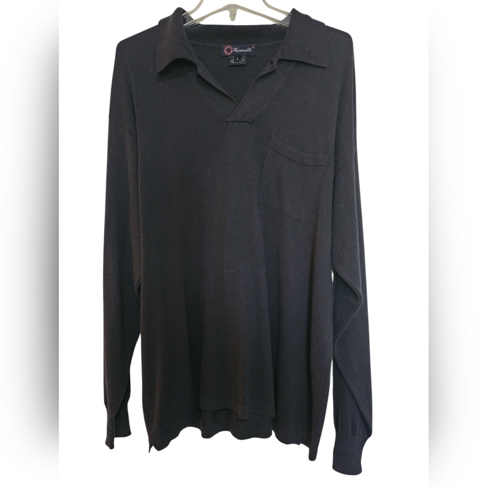 Men's Dark Blue Long Sleeve Faconnable Sweater Cashmere blend Made in Italy LG